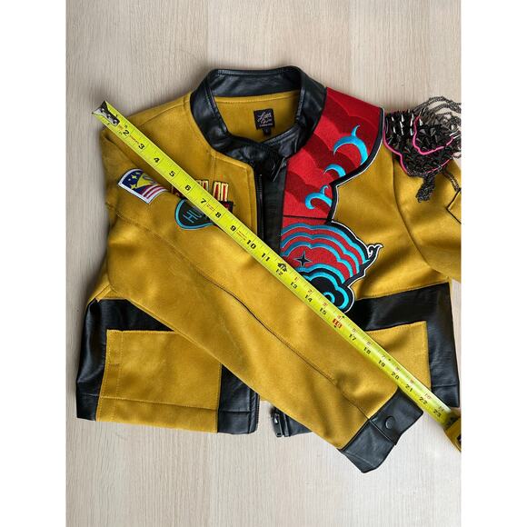 RARE! Custom Rumi Yellow Leather Cosplay Suede and Leather Jacket - Size L - Picture 8 of 12